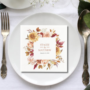 Autumn Modern Terracotta Square Wedding  Napkin
