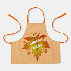 Autumn mood typography maple leaves apron