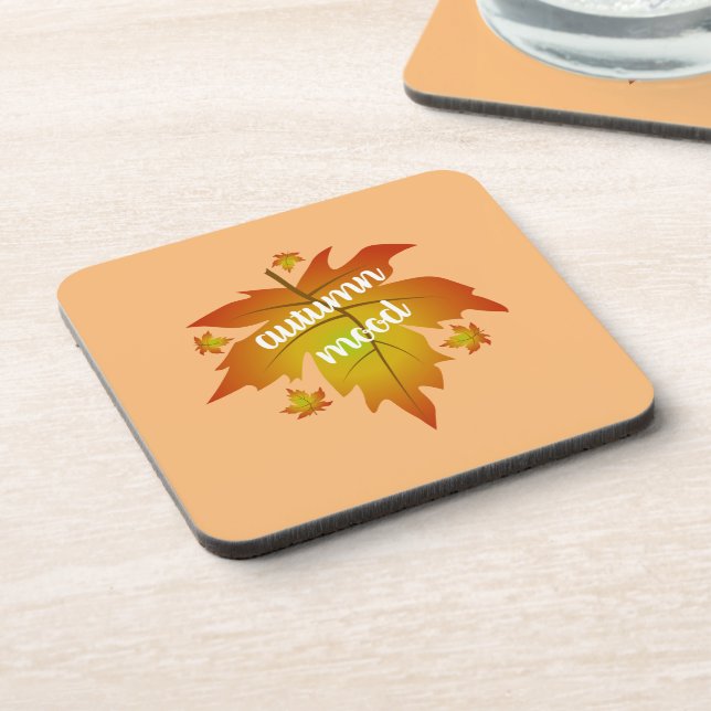 Autumn mood typography maple leaves  coaster (Left Side)