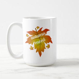 Autumn mood typography maple leaves coffee mug