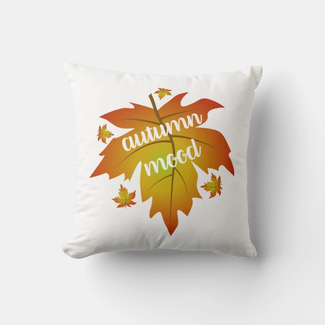 Autumn mood typography maple leaves   cushion (Front)