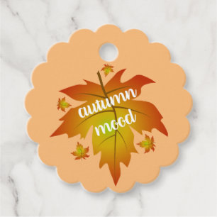 Autumn mood typography maple leaves favour tags