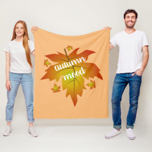 Autumn mood typography maple leaves fleece blanket