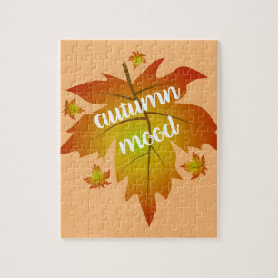 Autumn mood typography maple leaves jigsaw puzzle
