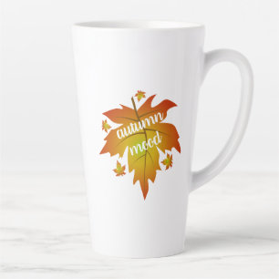 Autumn mood typography maple leaves   latte mug