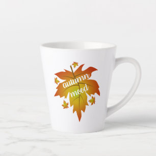 Autumn mood typography maple leaves   latte mug