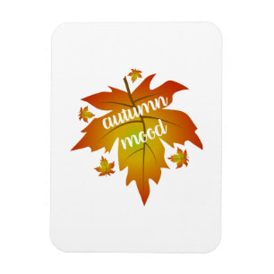 Autumn mood typography maple leaves magnet
