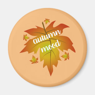 Autumn mood typography maple leaves  magnet