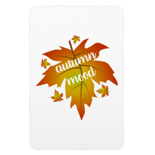 Autumn mood typography maple leaves magnet