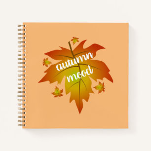 Autumn mood typography maple leaves notebook