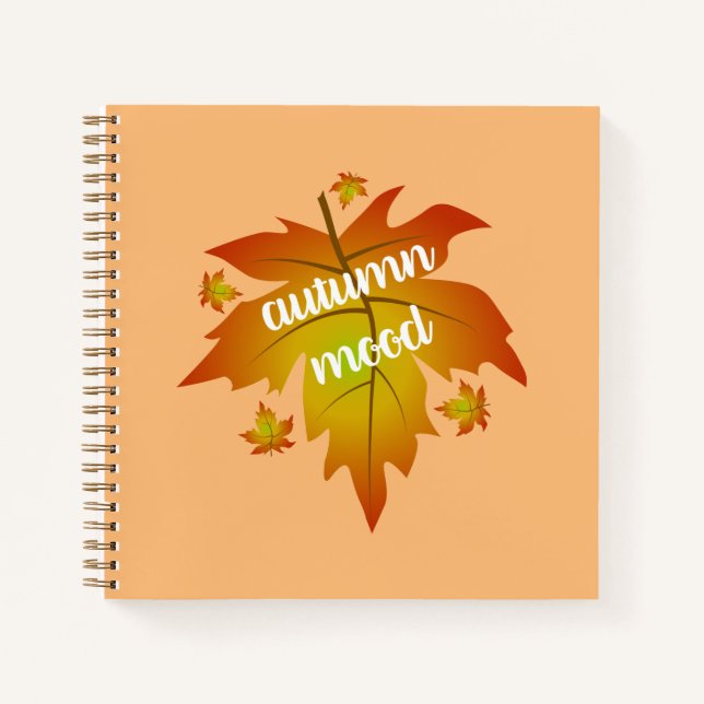 Autumn mood typography maple leaves  notebook (Front)