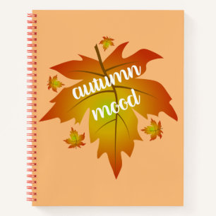 Autumn mood typography maple leaves notebook