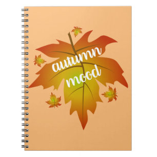 Autumn mood typography maple leaves notebook