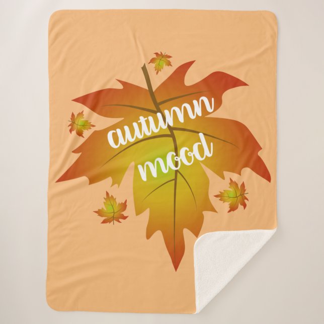 Autumn mood typography maple leaves   sherpa blanket (Front)