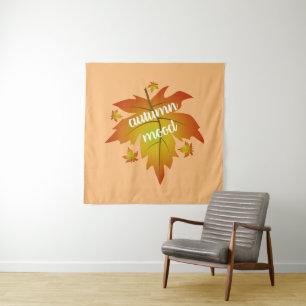 Autumn mood typography maple leaves tapestry