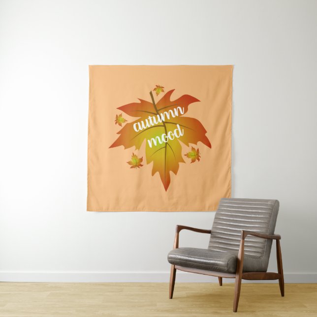 Autumn mood typography maple leaves  tapestry (In Situ)