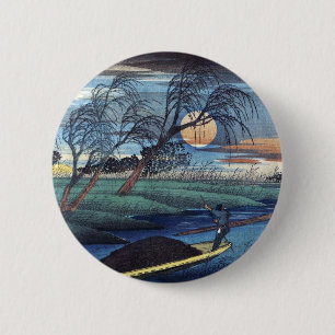 Autumn Moon at Seba, Hiroshige 6 Cm Round Badge