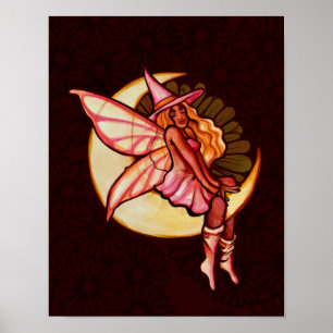 Autumn Moon Fairy Witch Daisy Artwork MoonChild Poster