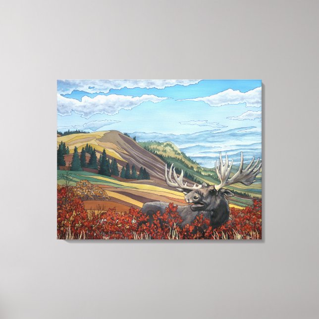 Autumn Moose Landscape Painting Art Prints (Front)