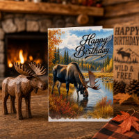 Autumn Moose Rustic Fall Wildlife Birthday