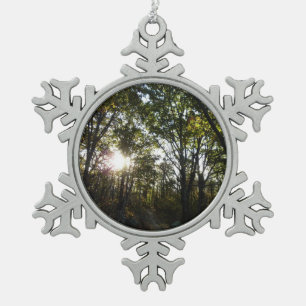 Autumn Morning at Shenandoah National Park Snowflake Pewter Christmas Ornament