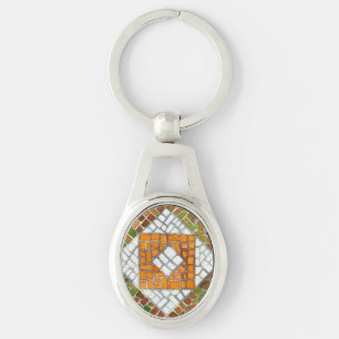 AUTUMN MOSAIC Oval Keychain