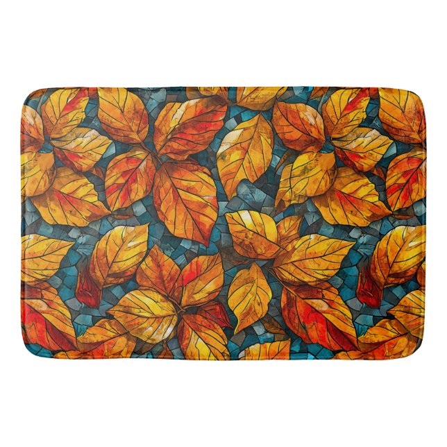 Autumn mosaic pattern bath mat (Front)