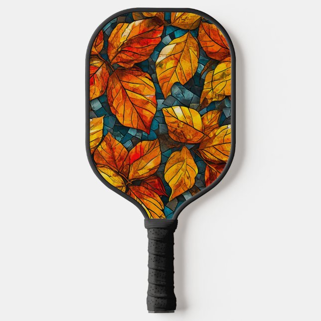 Autumn mosaic pattern pickleball paddle (Front)
