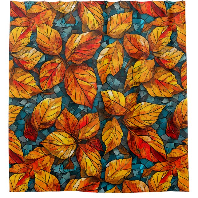 Autumn mosaic pattern shower curtain (Front)