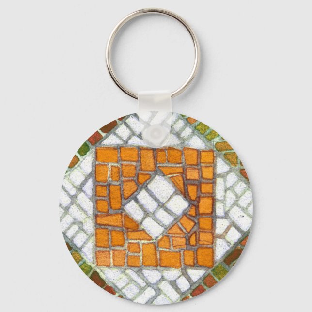 AUTUMN MOSAIC Round Aluminium Keychain (Front)
