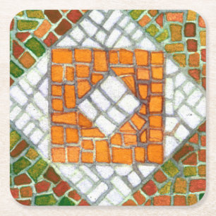 AUTUMN MOSAIC Square Paper Coasters