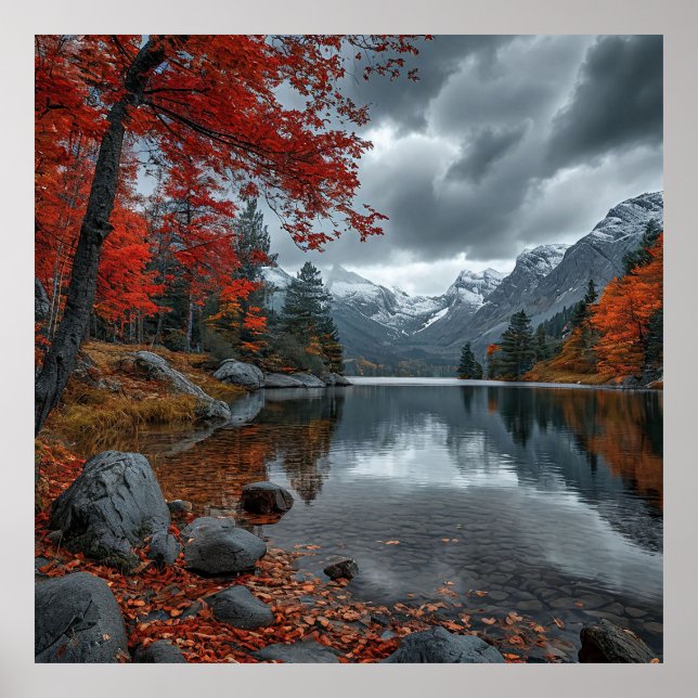 🍁 Autumn Mountain Lake Reflection Nature Decor 🍁 (Front)