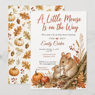 Autumn Mouse Baby Shower Invitation