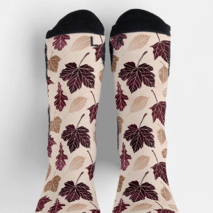 Autumn multicolored leaves pattern socks