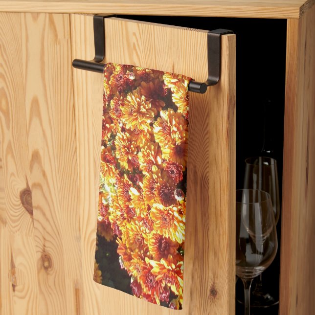 Autumn Mums Tea Towel (Thirds Fold)
