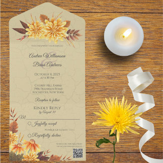 Autumn Mums with QR Code All In One Invitation