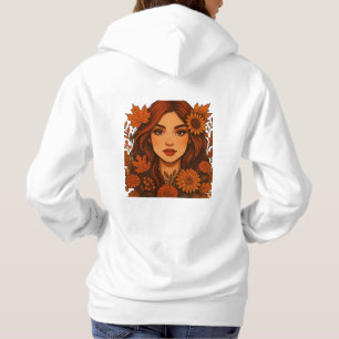 Autumn Muse – Woman with Fall Flowers Hoodie