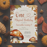 Autumn Mushroom Kid's First Magical Birthday Party Invitation<br><div class="desc">Magical Birthday Fall Autumn Mushroom Rustic Floral Invitation
EDITABLE Cute Kid's first birthday party mushroom fall birthday</div>
