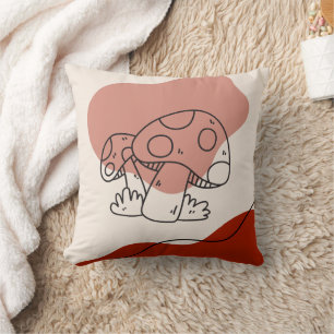 Autumn Mushroom Magic Abstract Blob Shape Fall Art Cushion