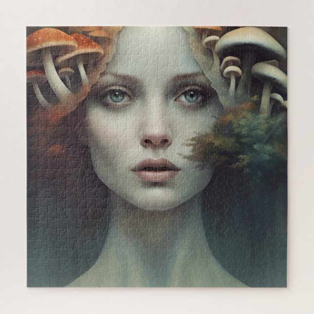 Autumn Mushroom Woman Jigsaw Puzzle (Vertical)