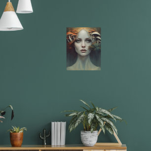 Autumn Mushroom Woman Poster