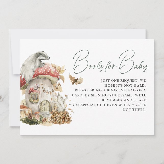 Autumn Mushroom | Woodland Forest Book Request Invitation (Front)