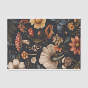 Autumn Mushrooms and Flowers Fall Decoupage Tissue Paper