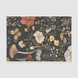 Autumn Mushrooms and Flowers Fall Decoupage Tissue Paper