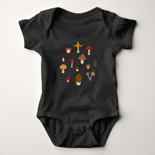 Autumn Mushrooms Baby Bodysuit (Front)