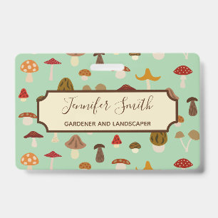 Autumn Mushrooms Business Badge ID Badge