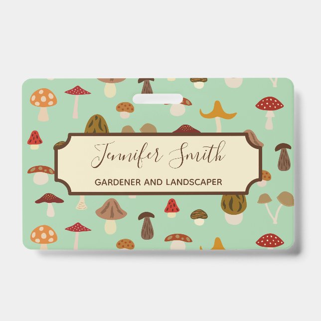 Autumn Mushrooms Business Badge ID Badge (Front)