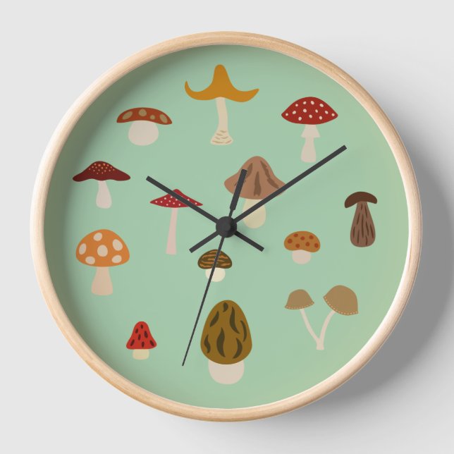 Autumn Mushrooms Clock (Front)