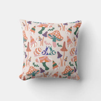 Autumn mushrooms, colourful seamless design. cushion