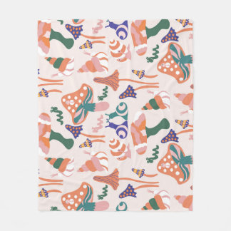 Autumn mushrooms, colourful seamless design. fleece blanket